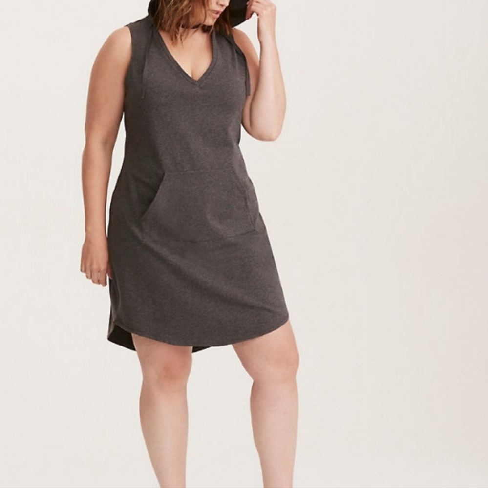 Torrid French Terry Gray Sleeveless Hoodie Dress 1X 14/16